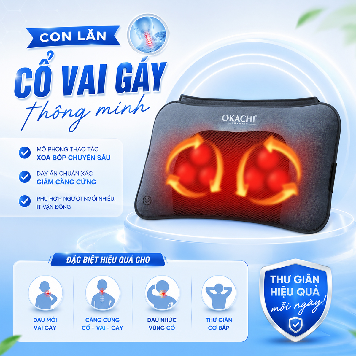 Nệm massage toàn thân OKACHI JP-M811 Dòng Cao Cấp (Dày 7cm)